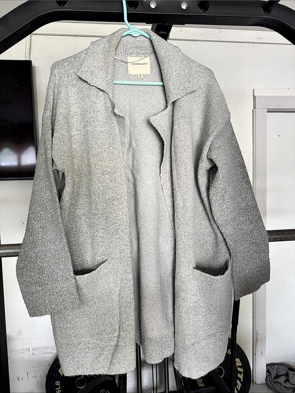 Thread & Supply Open Front Cardigan Coat Gray Medium